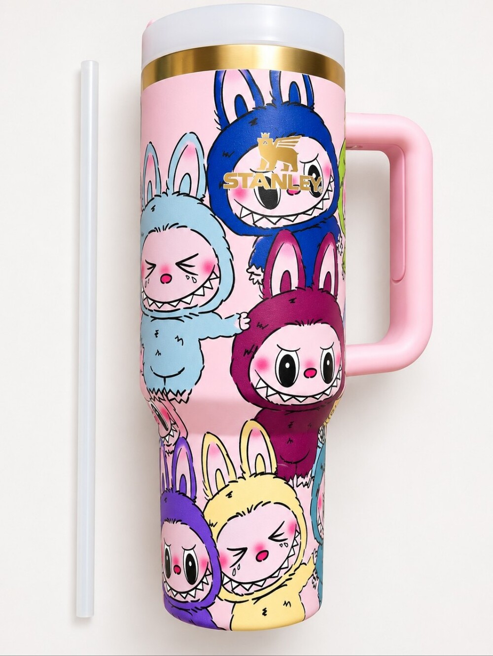 Stanley Pop Mart Labubu Quencher Stainless Tumbler Cup 40oz Coral Pink